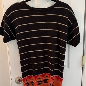 Jones New York Brown and Cream Striped Knit Top